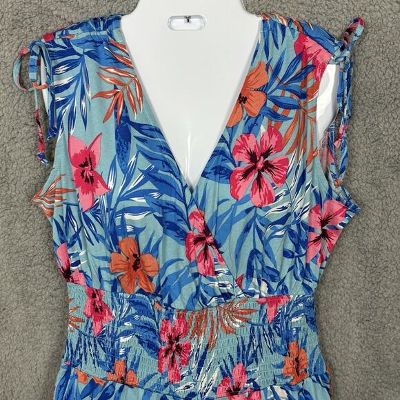 Lascana VS Womens Jumpsuit Faux Wrap Floral sz 10 Wide Leg Tropical bloomcore - Picture 4 of 16